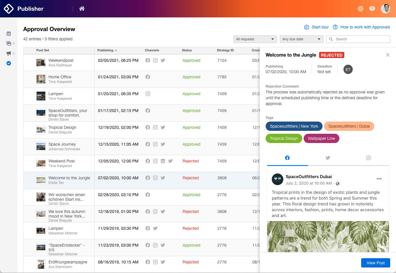 Approval dashboard tall