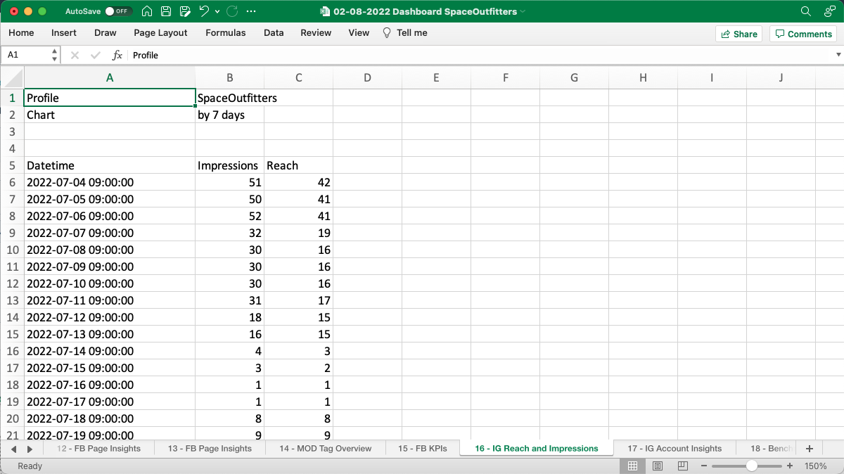 Excel export