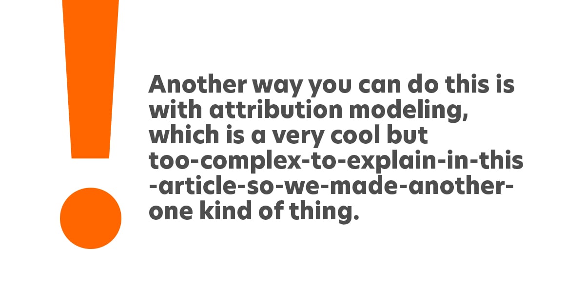 A banner referencing attribution modeling as a means of content planning with a link to another article about the subject.