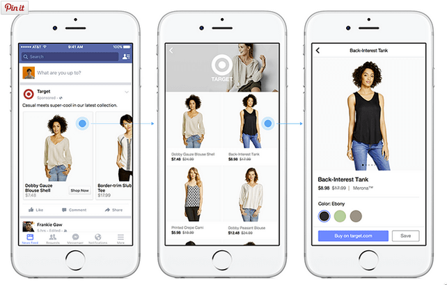 Target ermöglicht es potenziellen Kunden, Produkte direkt innerhab des Facebook News Feeds anzuschauen und zu kaufen, ohne Facebook verlassen zu müsssen