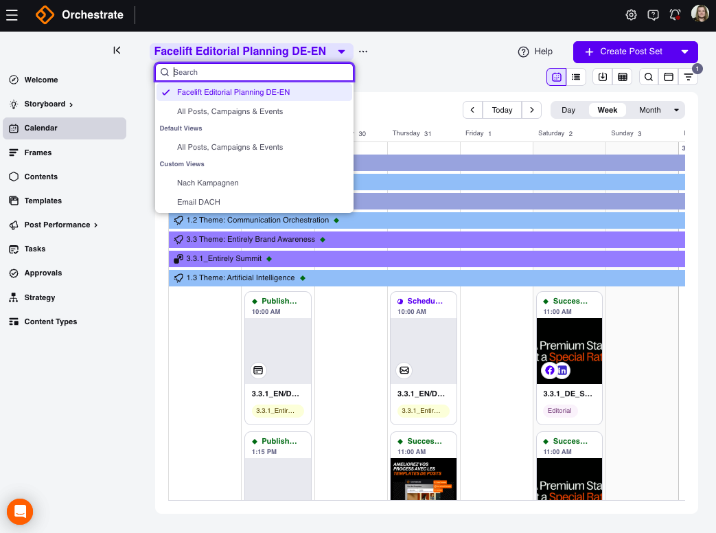 Unified editorial calendar