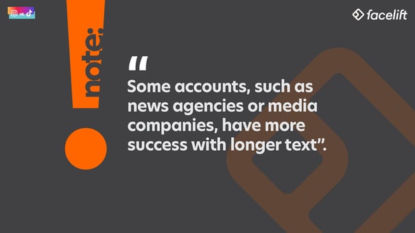 Some accounts, such as news agencies or media companies have more success with longer text note