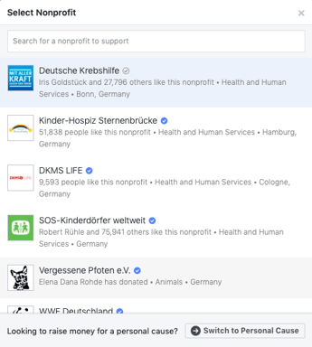 Facebook Spenden - Step 2